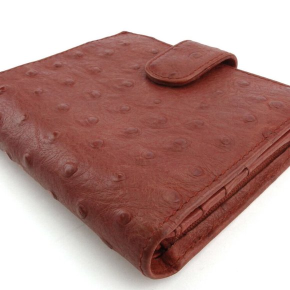 Leather Press FURLA bi-fold wallet Ostrich tone type Auth used L3086 - Picture 5 of 8